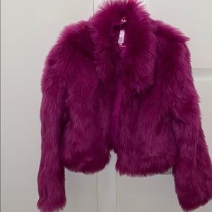 Fuschia colored Faux Fur Rockstar Jacket sz 7/8